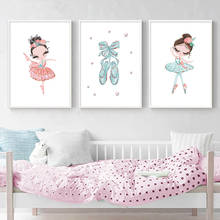 Детский плакат Принцесса Балерина единорог Печать минималистская настенная Картина на холсте в скандинавском стиле девочка украшение для спальни картина 2024 - купить недорого