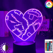 3d ночной Светильник сердце разбитое 16 цветов меняющийся ночной Светильник для девочек декоративный светильник для комнаты классный подарок для друга Настольная лампа с аккумулятором 2024 - купить недорого