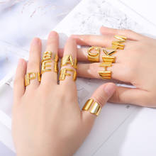 Персонализированное A-Z кольцо для начинающих, нержавеющая сталь, стимпанк, алфавит, ювелирные изделия, регулируемое массивное кольцо, BFF, подарки, аксессуары для большого пальца 2024 - купить недорого