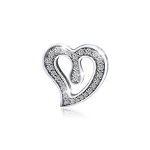 DIY Fits for Pandora Charms Bracelets Heart of Love Clip Beads 100% 925 Sterling-Silver-Jewelry Free Shipping 2024 - buy cheap