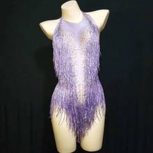 5 Colors Sexy Fringes Rhinestones Bodysuit One-piece Dance Show Costume Women's Performance Leotard Female Singer Stage Outfit 2024 - buy cheap