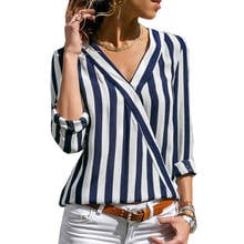 Women Striped Blouse Shirt Long Sleeve Blouse V-neck Shirts Casual Tops Blouse et Chemisier Femme Blusas Mujer de Moda 2019 2024 - buy cheap