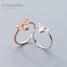Colsmartwei anel de prata esterlina 925, joia fina com zircônia brilhante, asa, animal, abelha, anéis para mulheres 2024 - compre barato