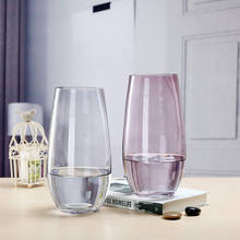 Скандинавская розовая стеклянная ваза, Европейское украшение, домашняя ваза для цветов, прозрачная гидропонная одноцветная Настольная Ваза для цветочного декора 2024 - купить недорого