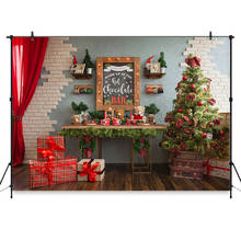 Mocsicka natal backdrops interior parede de tijolos fundo fotografia árvore decoração estúdio adereços 2024 - compre barato