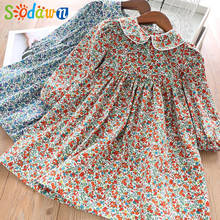 Sodawn-vestido de primavera para niña, con patrón de flores, manga larga, con cuello para bebé, ropa para niña, vestidos de princesa para fiesta 2024 - compra barato