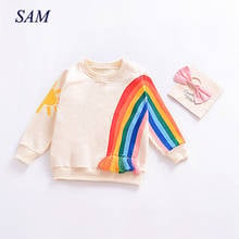 Cute Baby Girls Sweater Fringed Rainbow Sun Tops Kids Colorful Sunshine T-Shirt Clothes Children's Atutumn Long Sleeve Blouse 2024 - buy cheap