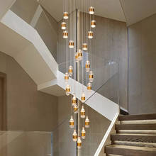 Candelabro de cristal nórdico para escalera, luz minimalista postmoderna, villa de lujo, dúplex, construcción 2024 - compra barato