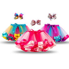Faldas de tutú para niña pequeña, traje de baile de Ballet con lazo de princesa de Color arcoíris, traje de actuación escolar 2024 - compra barato