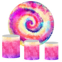 Round Backdrop Fuchsia Tie Dye Background for Child Birthday Party Decoration Baby Shower Cake Table Cover Banner Photo Studio 2024 - buy cheap