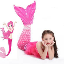 Fantasia de sereia para crianças, traje de banho em 3 peças, roupa de sereia para meninas 2024 - compre barato