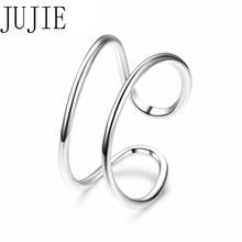 Jujie anéis de aço inoxidável para mulheres, anéis simples de cor dourada para mulheres 2021, joia com abertura de moda, atacado/dropshipping 2024 - compre barato