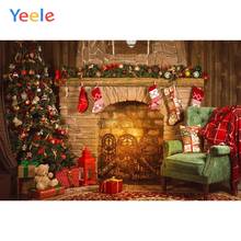 Yeele Рождественская елка камин диван носок винтажный фон детский портрет Виниловый фон для фотостудии Фотофон 2024 - купить недорого