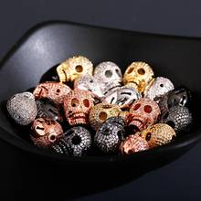 1 Piece/Lot Gold Color Copper Inlaid With White Zirconium Beads Skull Shape DIY Bracelet Parts For Handmade Jewelry 2020 Gifts 2024 - buy cheap