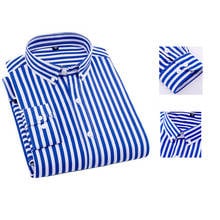 Camisa de manga comprida misturada masculina, camisa casual de negócios com listras e gola quadrada solta para homens, moda primavera 2024 - compre barato