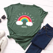 Harajuku Rainbow Cloud Graphic T Shirt Women Funny Cotton Short Sleeve Nope Letter Basic Tops  Loose Tshirt Casual Tees 2024 - buy cheap