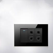 Panel de vidrio negro para el hogar, de 250V estándar americano, 118mm, serie avanzada de 2 agujeros, interruptor de alimentación 2024 - compra barato