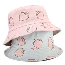 Sombrero de cubo Reversible de dos lados para mujer, sombrero de pescador, fruta, Panamá, Bob, protector solar de verano 2024 - compra barato