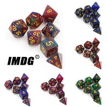 IMDG-Juego de dados acrílicos de poliedro D10 D20, dados digitales con bolsa, DND, universo, Galaxia, 7 unids/set por juego 2024 - compra barato