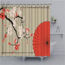 Cortina de baño de estilo japonés, juego de ducha impermeable con estampado de cereza y paraguas, tela de poliéster 2024 - compra barato