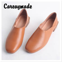 Careaymade-Spring new handmade genuine Leather Fashion Cowhide Shoes Korean Version of the Shoes,Low heeled women's single shoes 2024 - buy cheap