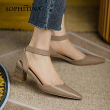 Sophitina sandálias femininas com capa, elegante, feita à mão, de couro premium, com tira de tornozelo, uso diário, verão ao715 2024 - compre barato