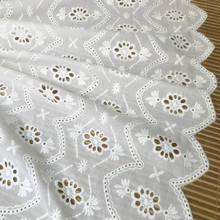 Retro Flower Pure Cotton Floral Lace Fabric Hollow Out Embroidery Lace For DIY Costume Bridal Gowns Boho wedding Dress 1 yard 2024 - buy cheap