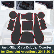 Almofada de copo de borracha para porta, antiderrapante, para chevrolet aveo sonic 2011 ~ 2019 2015 2016 2017 chevy t300 mk2 acessórios de interior do carro vermelho 2024 - compre barato