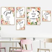 Calligraphy Inspirational Canvas Painting Flower Border Poster Bible Verse Wall Picture for Living Room Decoration Art Christian 2024 - buy cheap