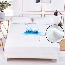 Funda de colchón de algodón 100%, cubierta de colchón impermeable de Color blanco sólido para Hotel, suave, Protector de cama sin funda de almohada 2024 - compra barato