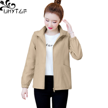 UHYTGF Casual Short Jacket Womens Long Sleeve Pockets Spring Autumn Coat Female Clothes 3XL Loose Size Outerwear Thin Tops 1576 2024 - buy cheap