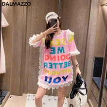 Vestido corto holgado de verano con manga corta y lentejuelas, minivestido holgado con estampado de letras y lentejuelas para mujer, 2021 2024 - compra barato