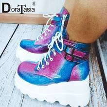 DORATASIA Big Size 35-43 Brand Design Ladies High Heels Boots shoelace Platform Ankle Boots Women 2020 Party Wedges Shoes Woman 2024 - buy cheap