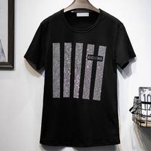 Camiseta de manga corta para mujer, ropa de verano, Camiseta holgada con estampado de diamantes de imitación, camisetas Harajuku para mujer 2021 2024 - compra barato