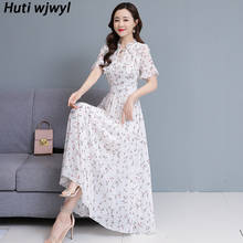 Summer White Boho Floral Chiffon Vacation Maxi Dress 2022 Vintage Oversize Pink Beach Long Sundress Women Bodycon Party Vestidos 2024 - buy cheap