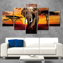 Canvas Painting Wall Art Sunset elephant Posters and Prints Wall Pictures Home Decor 2024 - buy cheap