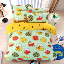 Reactive Print Green Fruit King Queen Full Kids Size Cotton Bedding Set Bedclothes Duvet Cover Bed Sheet Pillow Cases-bed Linen 2024 - buy cheap