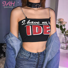 IAMHOTTY Chains Strappy Camis Top Women Black Harajuku Spaghetti Strap Crop Tops Tees Letter Print Sleeveless Corset Top Summer 2024 - buy cheap