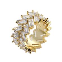 Hip Hop Square Zircon Bling Ice Out Round Finger Rings for Men Women 2 Rows CZ Tennis Chain Rings Male Female Rapper Jewelry 2024 - buy cheap