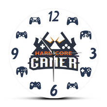 Gamer Logo Hardcore Gamer Printed Acrylic Wall Clocks Quartz Modern Design Video Game Gamepad Mute Rounded Wall Hanging Watch 2024 - buy cheap