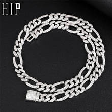 Hip Hop 10MM Iced Out Box Buckle Figaro Cuban Chain Copper Setting AAA+ Cubic Zirconia Stones Neacklace For Men Women Jewelry 2024 - buy cheap