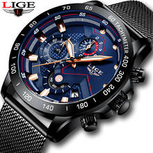Lige-relógio masculino quartzo azul, à prova d'água, esportivo, marca de luxo e na cor azul 2024 - compre barato