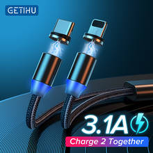 GETIHU 2in1 Magnetic Type C USB Cable Micro LED Fast Charge Magnet Phone Charger Cord For iPhone 12 11 XR 7 8 iPad Xiaomi Huawei 2024 - buy cheap