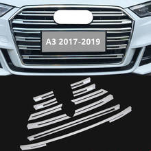 Adesivo decorativo para grade dianteira em abs, 10 peças, cromado, decoração, estilo, para audi a3 2017 2018 2019 2024 - compre barato