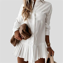 Spring Summer Long Sleeve White Pleated Shirt Dress 2020 Women Casual Mini Woman Dress White Black Lady Office vestido de mujer 2024 - buy cheap