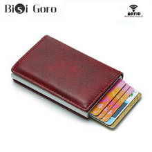 BISI GORO Antitheft Vintage Credit Card Holder Blocking Rfid Pop Up Wallet PU Leather Unisex Security Information Aluminum Purse 2024 - buy cheap