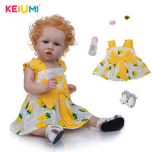 KEIUMI 23 Inch White Skin Curly Hair Baby Kid Yellow Strawberry Skirt Well Packaged Alive Reborn Baby Doll 2024 - buy cheap