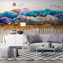 Customized Wallpaper 3d New Chinese Ink Landscape Zen Bird Sunrise TV Background Wall Living Room Bedroom Mural papel de parede 2024 - buy cheap