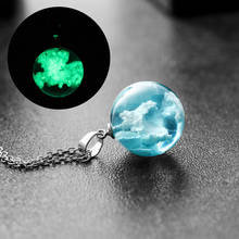 Светящееся ожерелье, натуральное голубое небо белое облако, прозрачное дамское ожерелье, ювелирное изделие, подарок, ожерелье, мода 2019 2024 - купить недорого