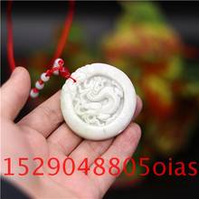 Natural White Chinese Jade Dragon Pendant Necklace Charm Jewellery Carved Amulet Fashion Accessories Gifts for Women Men 2024 - buy cheap